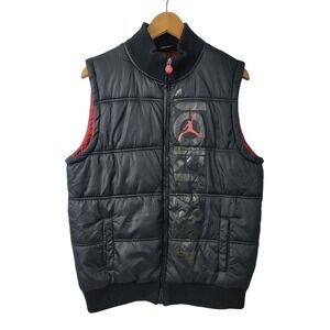 Nike Air Jordan Puffer Vest Jacket Black Red Jumpman Lightweight Youth Large